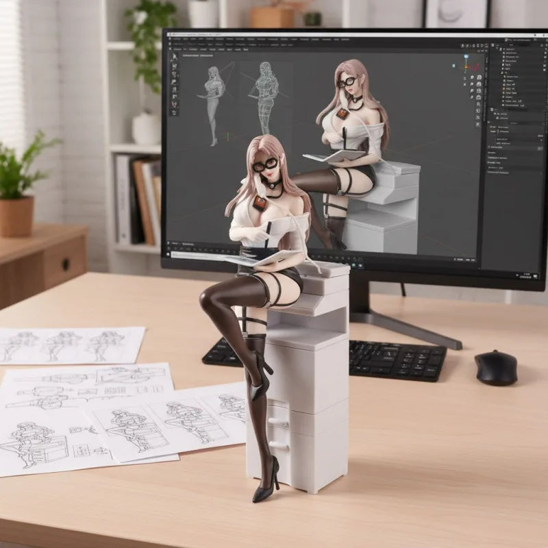2026 Beautiful Girl Figure Private Secretary Workplace Anime Collectible Model Desktop Decorations Gift Kids Toys