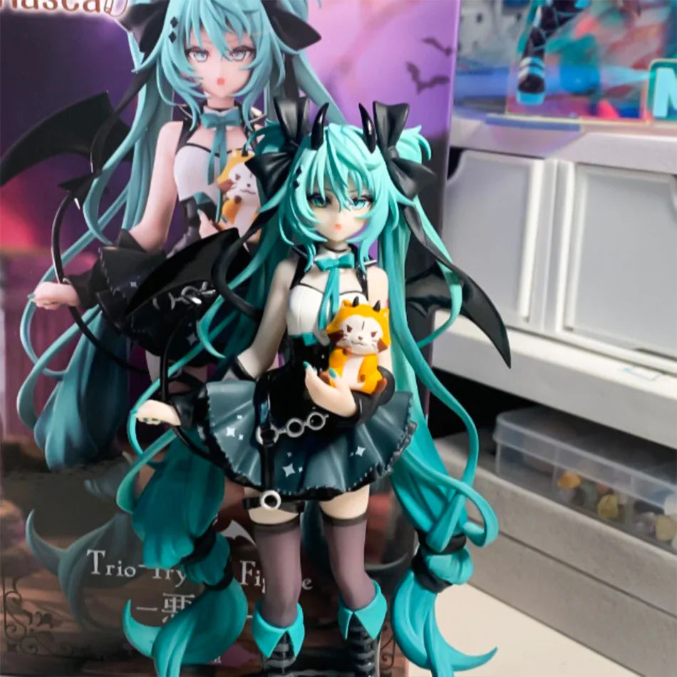 Anime Hatsune Miku 19CM Little devil raccoon Kawaii Action Figure PVC Doll Model Toys Desktop Decoration Holiday Gifts In Stock