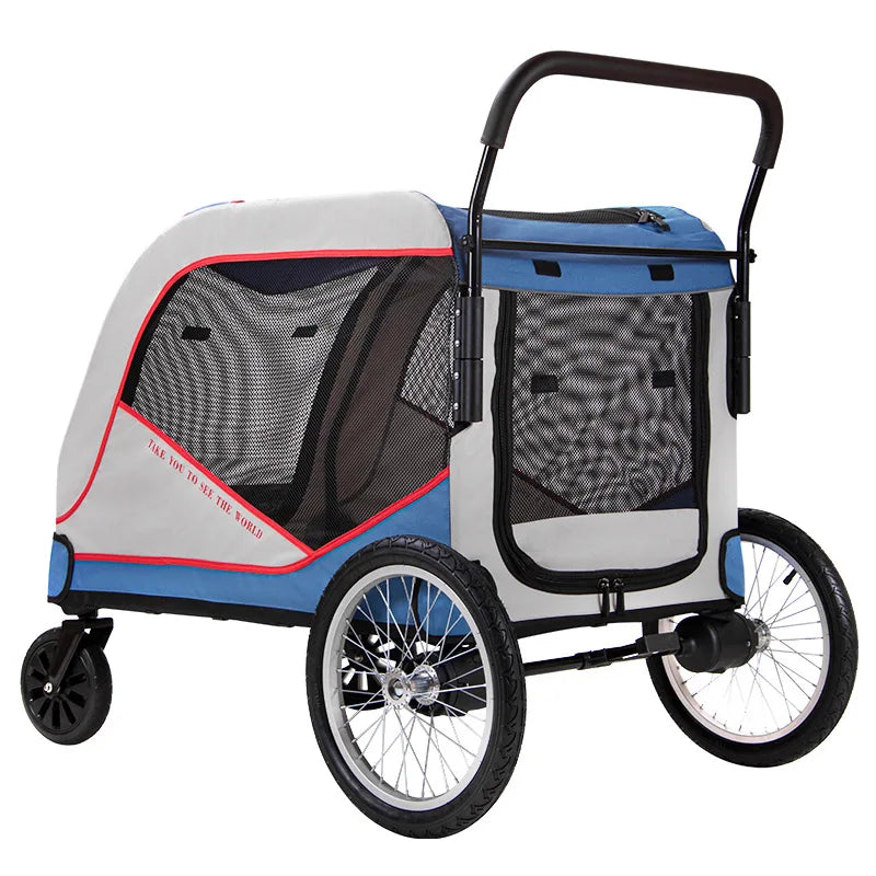 Luxuriöser großer faltbarer Kinderwagen für Haustiere mit Katzentransporter, Reisewagen für Hunde, Reisetrolley für Hunde, luxuriöser Kinderwagen mit 4 Rädern