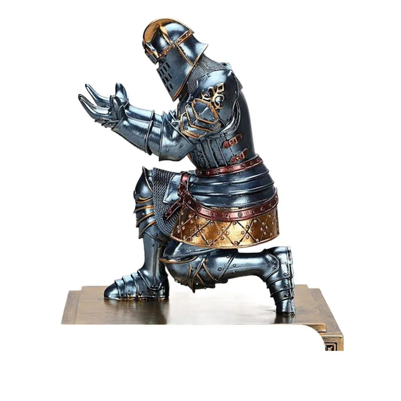 Medieval Armor Knight Resin Statue Pen Holder Pen Stand Ornament Home Room Office Decoration，Holding Sword Knight Sculpture Gift