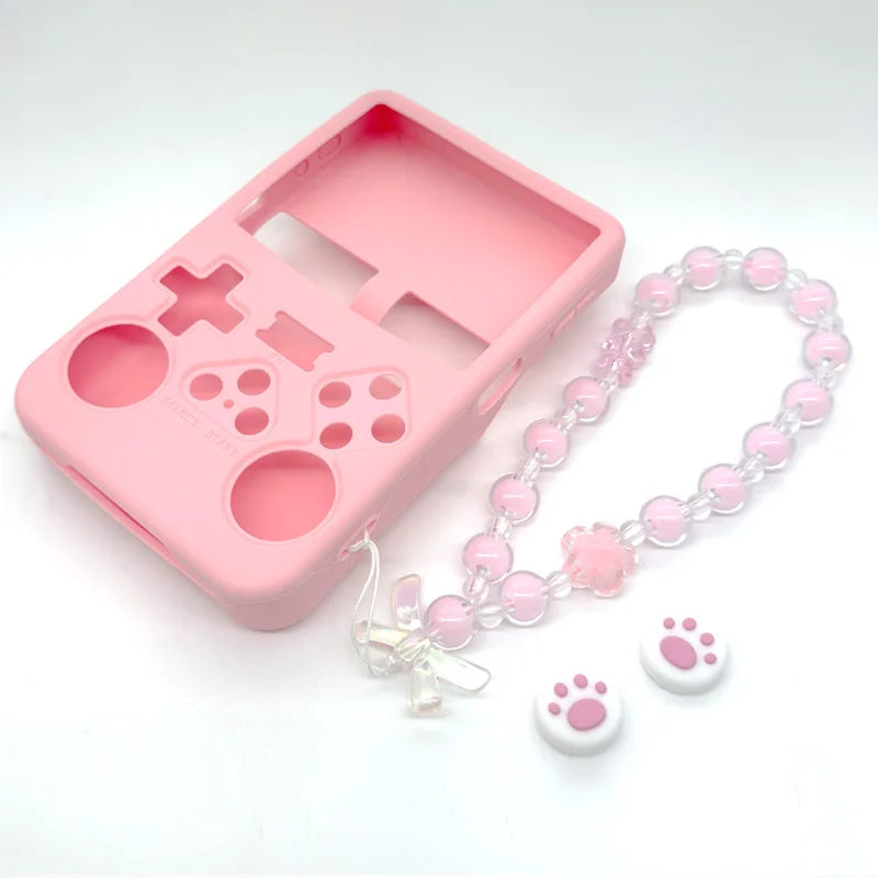 Cute Silicone Kit For R36S handheld game console protective cover with lanyard and tempered glass button cap hildren's gifts