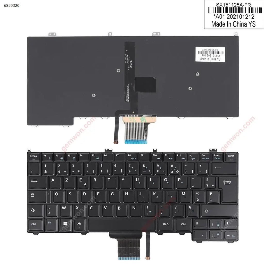 FR Laptop Keyboard for DELL Latitude E7440 E7420 E7240 Black with Backlit