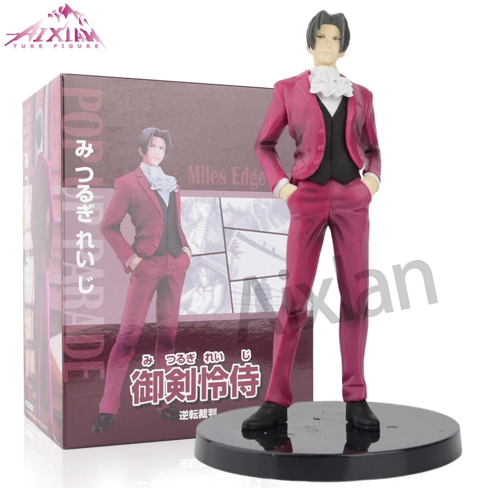 Aixlan 16 cm Anime-Figur Miles Edgeworth PVC-Actionfigur Gregory Edgeworth Figur Sammlermodell Spielzeug Kindergeschenk NZCP