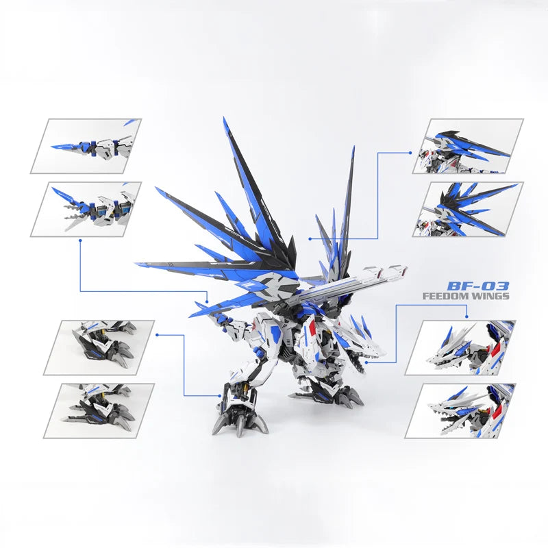 ZZA 1/72 Mechanical Beast Mecha ModelWing of Freedom Battle Dragon Posable DollGuochuang Assembly Mecha Toy Gift,Premium Present