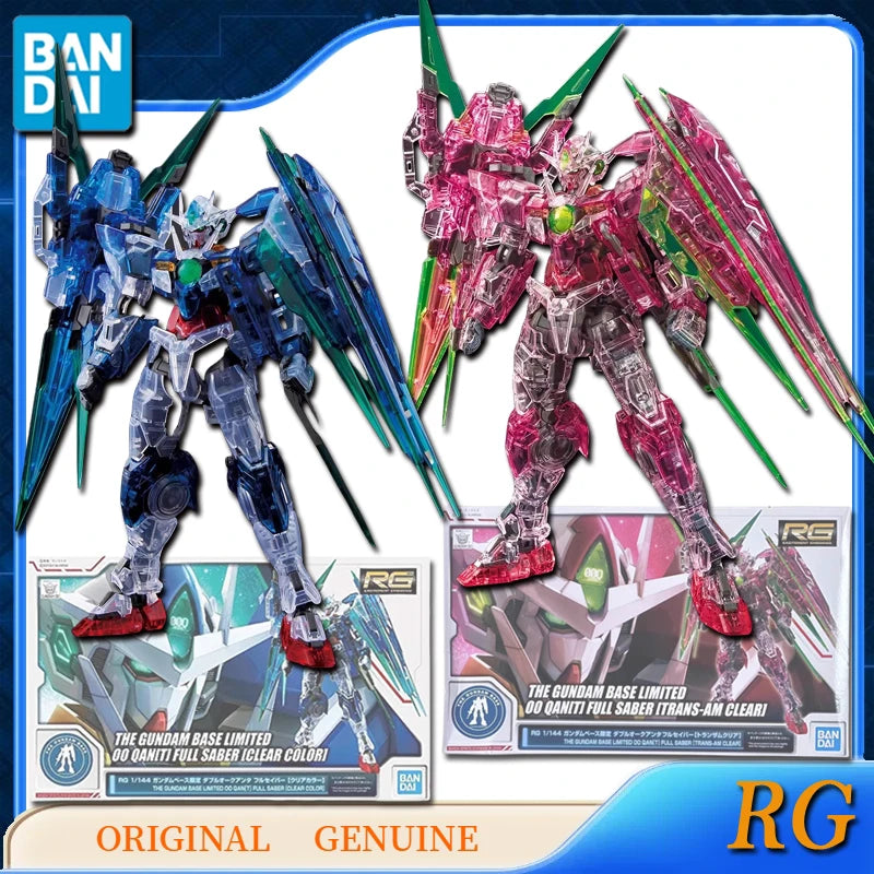 Bandai Original RG THE GUNDAM BASE LIMITED 00 QAN[T] FULL SABER CLEAR COLOR TRANS-AM CLEAR Action Figures Toys Boys Gift Model