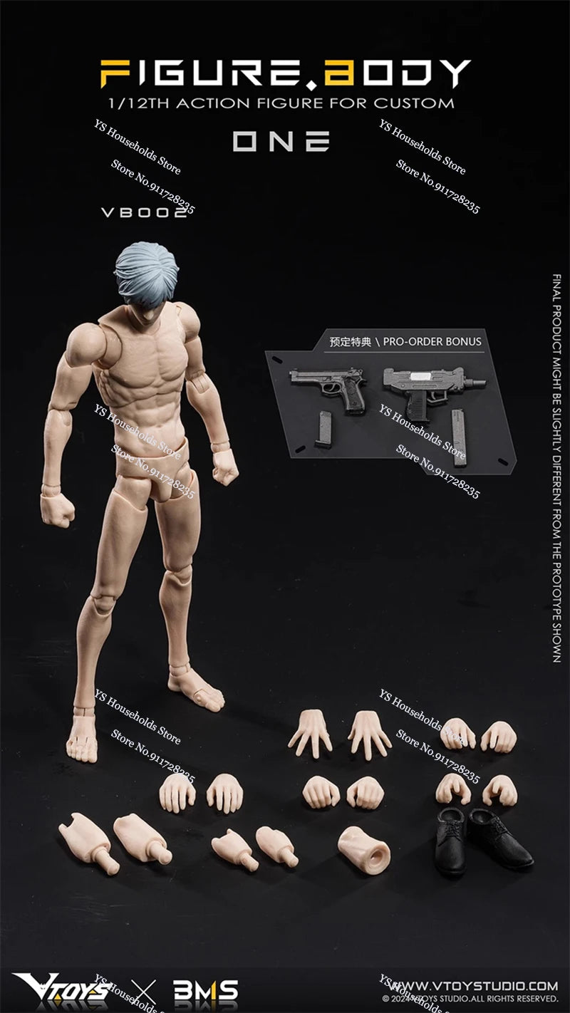 1/12 Figure Zero Custom Anime Boy Slim Muscular Articulated Joint Body Model VTOYS X BMS VB002 VB003 Toy For 6" Action Figure