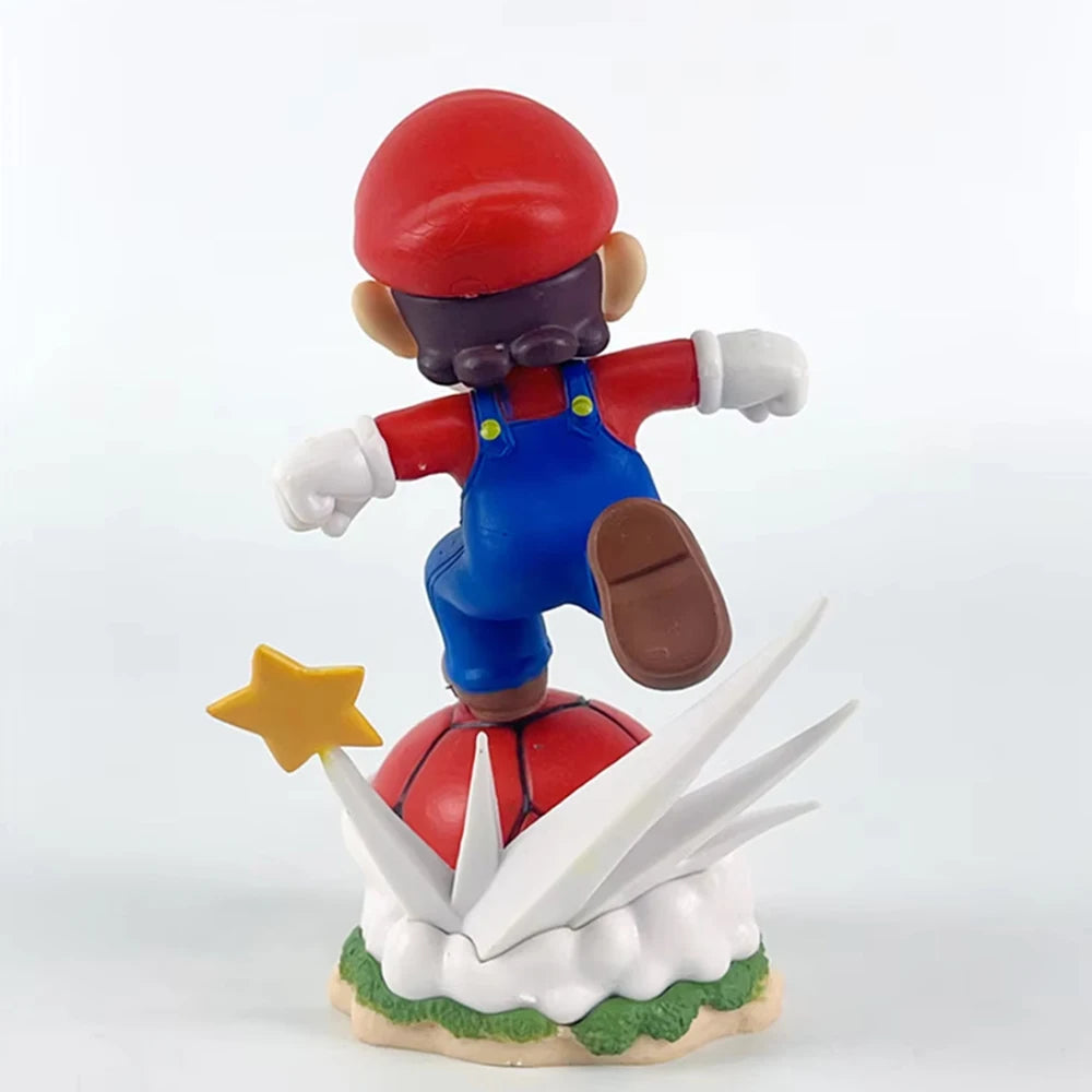 Mario Action Figure Toys 11.5cm Mario Running in Spiny Red Tortoise Shell Desktop Ornaments Gift for Kids Friends  No Box