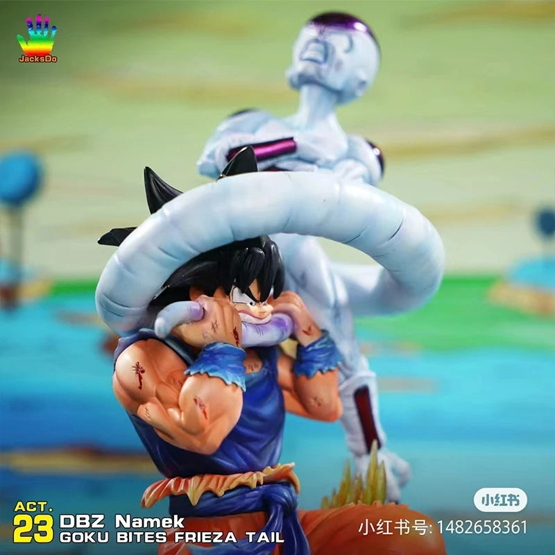 Bandai Dragon Ball Son Goku 10.62in PVC Animation Figure Showdown with Frieza Super Saiyan Statue Toy Gift