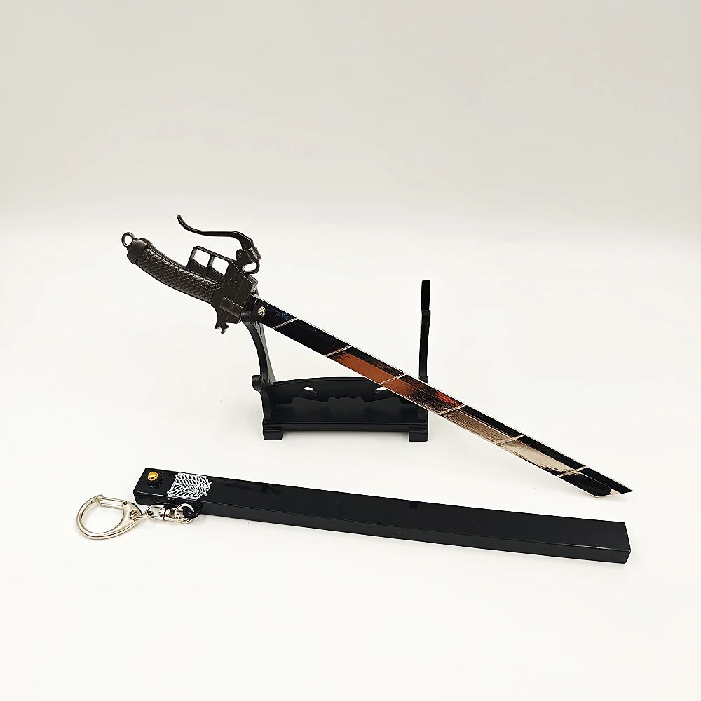 Attack on Titan Anime Peripheral Alloy Pop Up Sword Weapons Model Rust-free Craft Toy Collection Keychain Ornaments Display 22cm