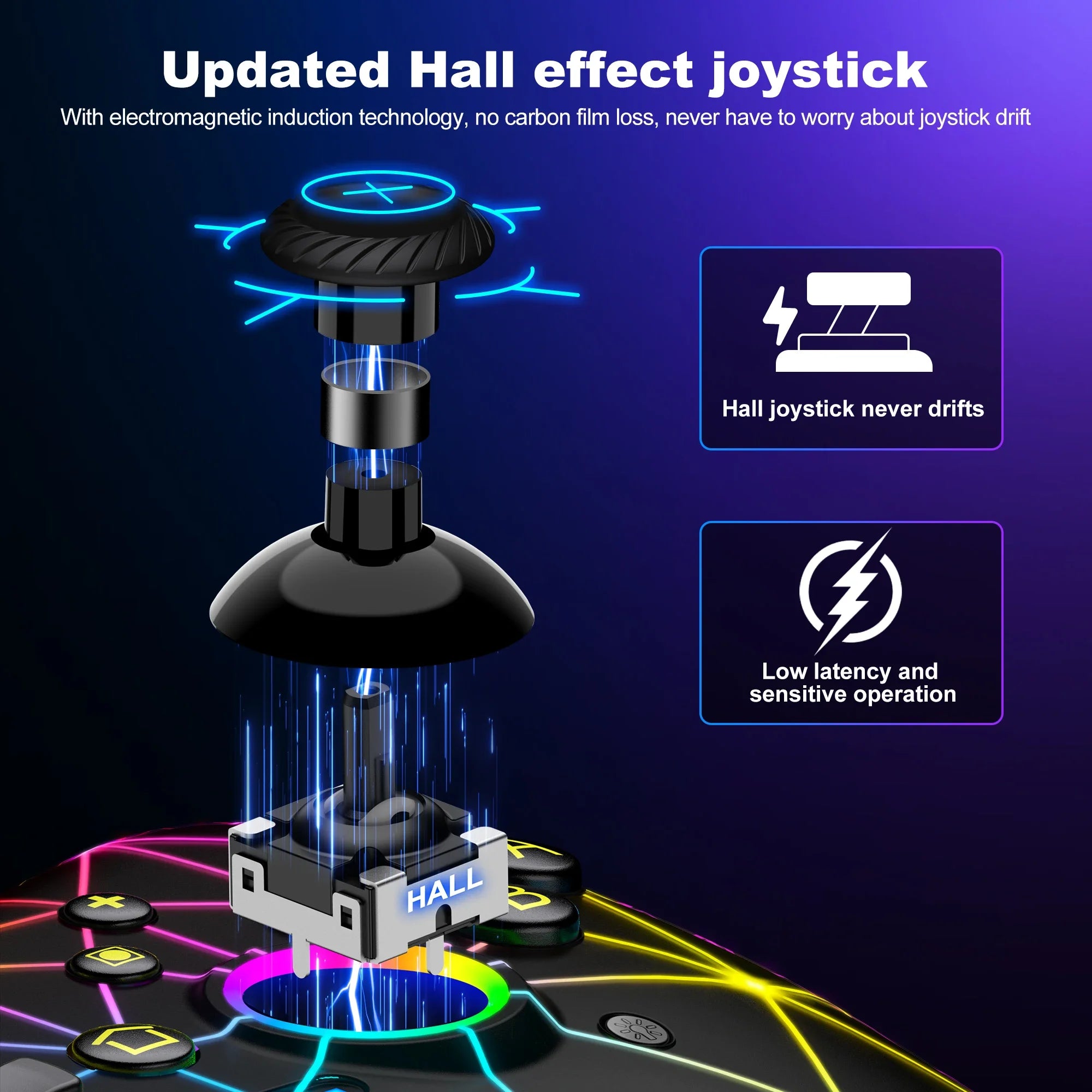 DinoFire Wireless Controller RGB For Nintendo Switch OLED / Lite Multi-function Pro Gamepad with 800Mah Battery Turbo Function