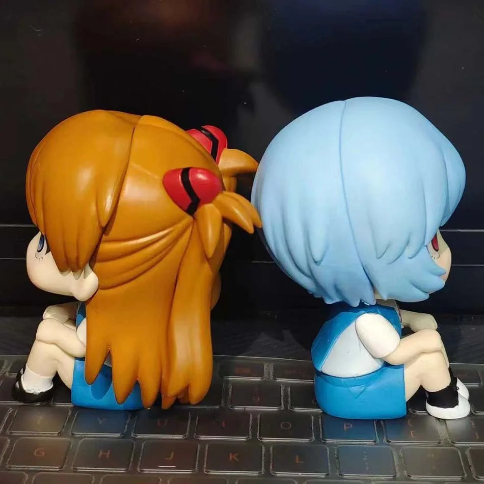 2 estilos, 11cm, Q Ver. Figura de cabeza grande de neón de Genesis Evangelion, modelo de Ayanami Rei Asuka, postura sentada, ado