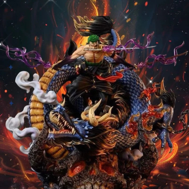 Anime Figure One Piece Roronoa Zoro VS Kaidou Battle GK Action Figures Statue Model Kids Toys Doll Gifts Desktop Ornaments