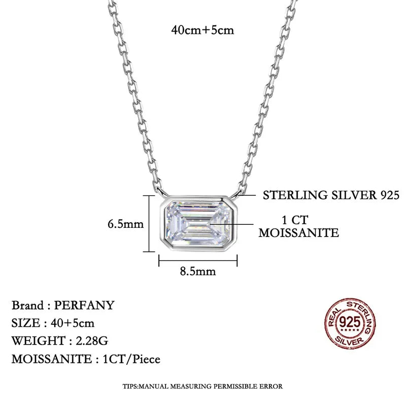 PERFANY 1CT Moissanite Halskette für Frauen S925 Reinem Silber Smaragd Cut Labor Diamant Anhänger Fashion Party High-end-Schmuck
