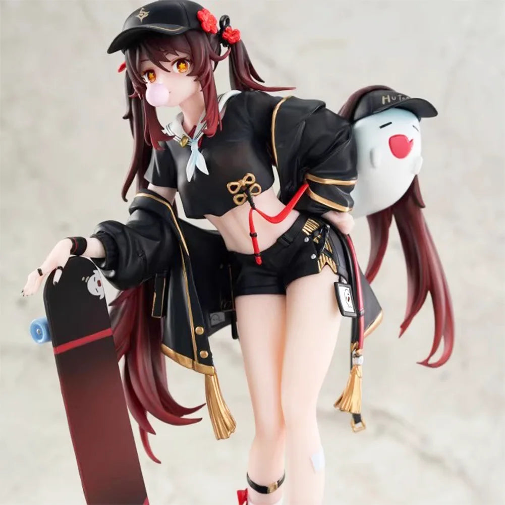 Anime Hu Tao Figure Trendy Style Skateboards Hu Tao Action Figures Beauty Girl PVC Models Hu Tao Figurine Toy Gifts 23CM