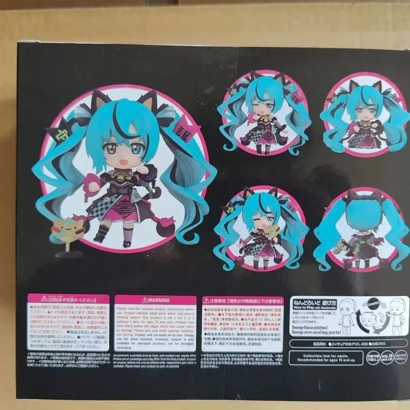 Q Version Hatsune Miku Black Lucky Cat Version Action Figure Anime Collectible Model Trendy Toy Desktop Ornament Surprise Gift