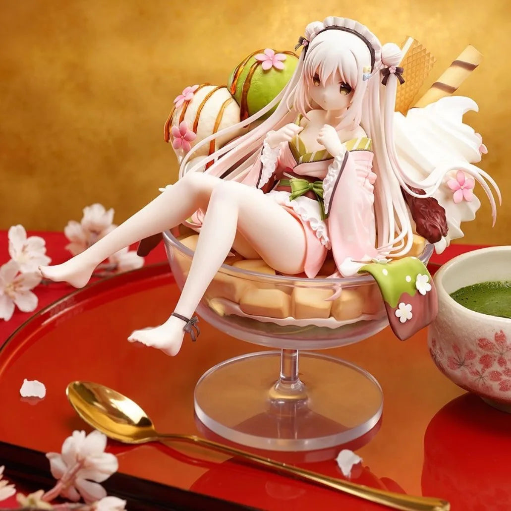 Kawaii Shiratama Komame Ice Cream Wine Glass Shape Kimono Anime Figure 1//6 Model Ornament Toys Collection Girls Gifts