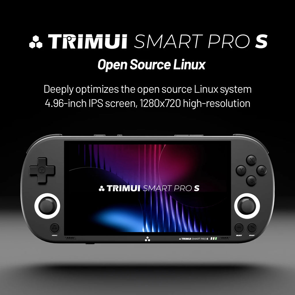TRIMUI SMART PRO S Portable Gaming Console, 4.96-inch IPS Screen,5000mAh Battery RGB Illuminated Joystick，ON Card/64G/128GGifts
