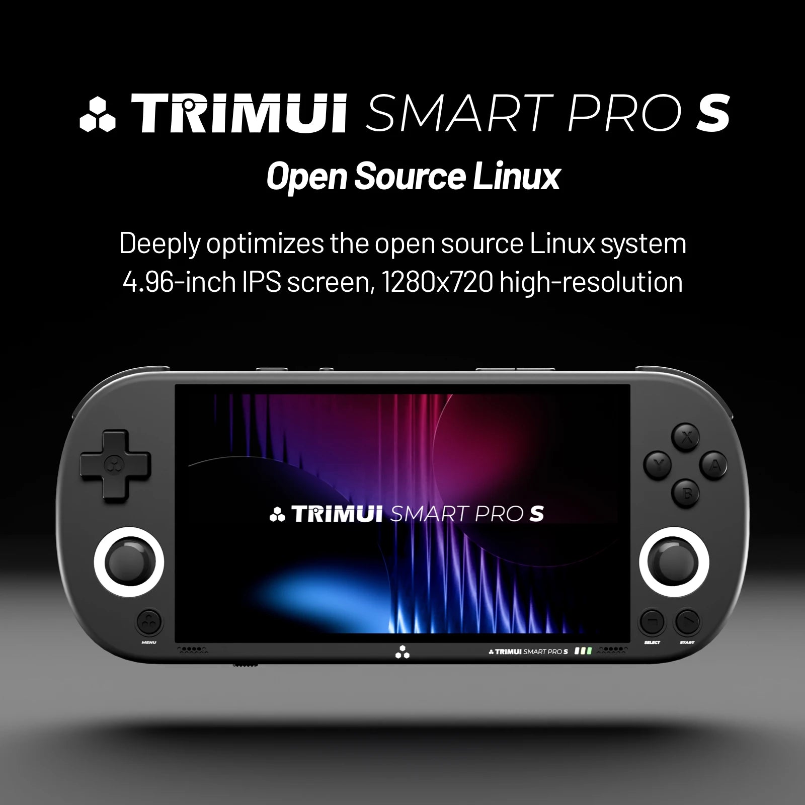 TRIMUI SMART PRO S Portable Gaming Console, 4.96-inch IPS Screen,5000mAh Battery RGB Illuminated Joystick，ON Card/64G/128GGifts