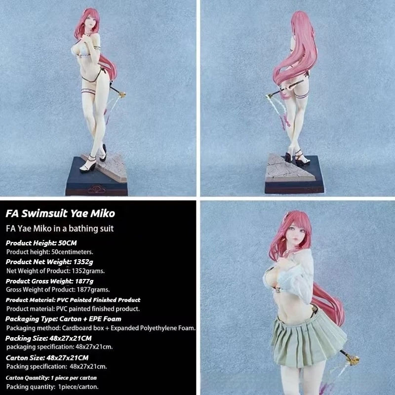 Yae Miko Anime Figure Swimsuit Statue Boxed Shockproof Desktop Decor Collection Doll Toy Premium Gift For Anime Game Fans