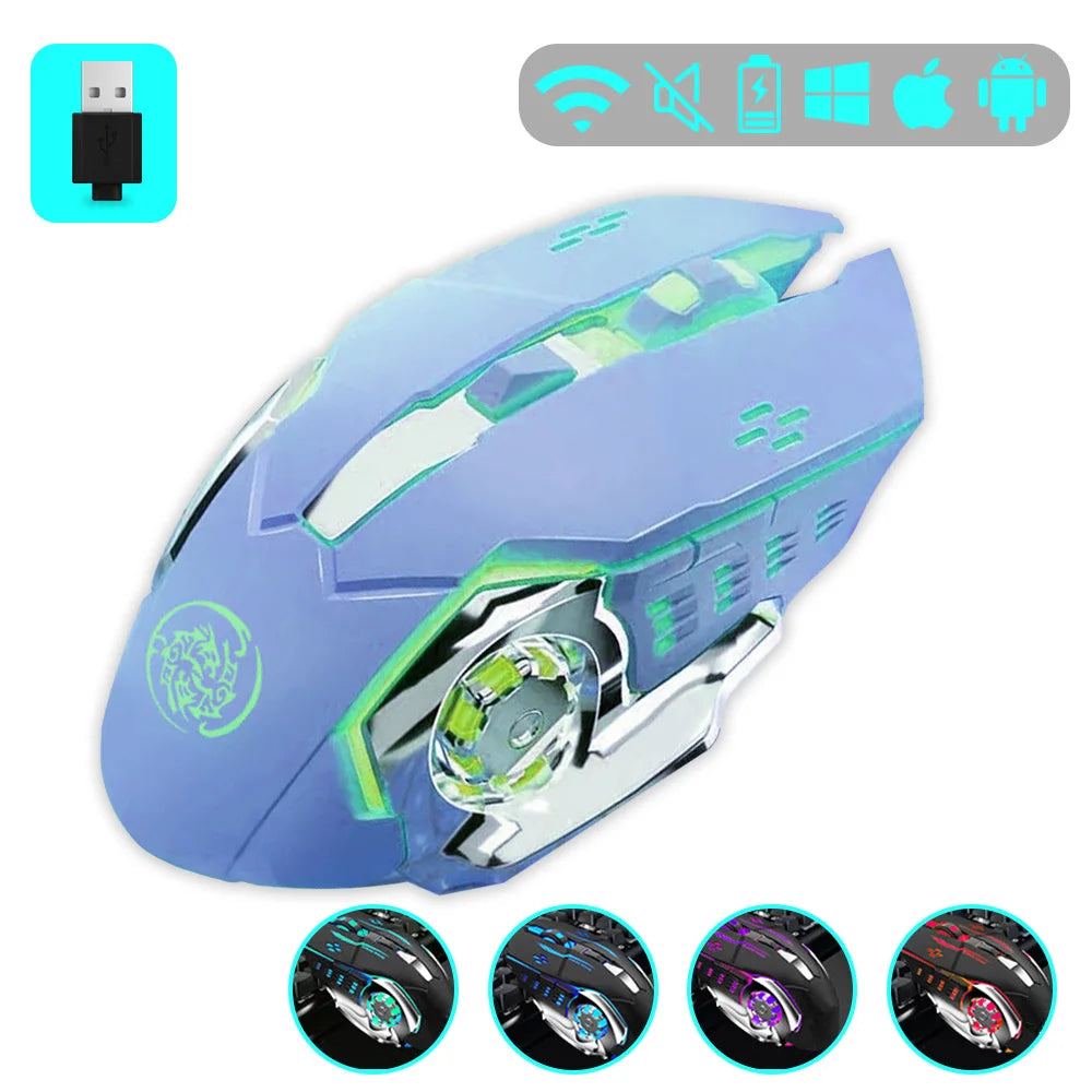 Gaming-Maus, 2,4 G Bluetooth, kabellose, wiederaufladbare Maus für Laptop, RGB-Hintergrundbeleuchtung, mechanische E-Sport-Maus für PC-Computer-Gamer