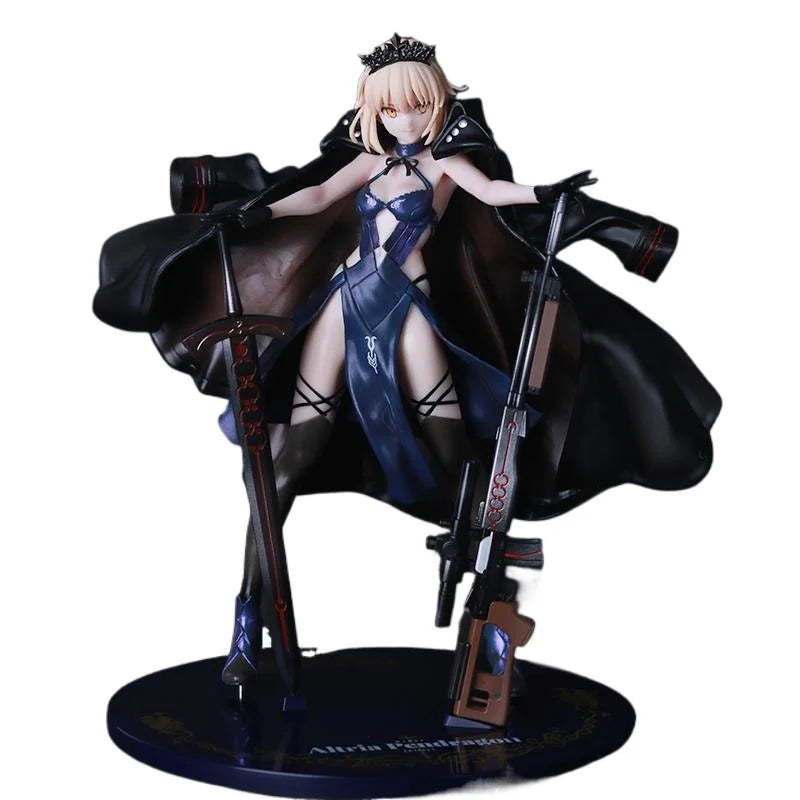 Fate Black Saber Altria Pendragon Holding Gun Fgo Pvc Figure Anime Collectible Desktop Ornament For Adult Anime Hobby Collectors
