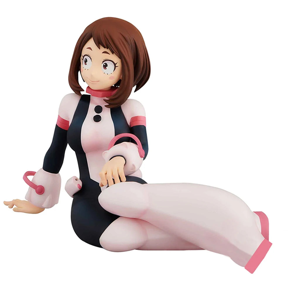 Anime MHA Hero Academia Figur Ochaco Sitzende Pose Actionfigur Uraraka Ochako PVC Sammeln Modell Geschenkpuppe 10cm