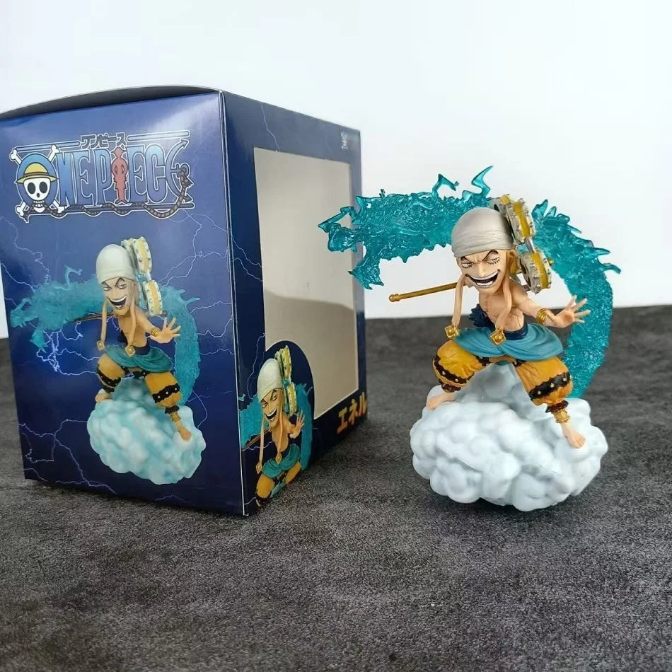 11CM Anime ONE PIECE Grand Line Sky Piea Piece Figure God Enel Mini Action Figures GK PVC Collection Statue Ornament Model Toys
