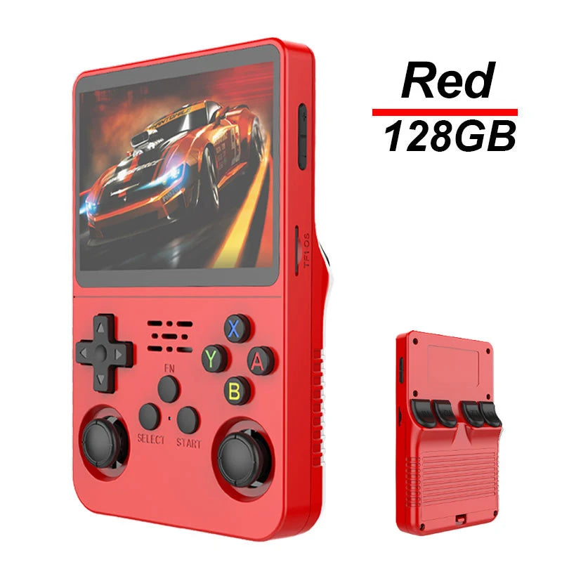 R36S Ръчна игрова конзола 3.5-инчов IPS екран 128G Класически ретро игрови конзоли Arkos System Преносим джобен видеоигрови плейър