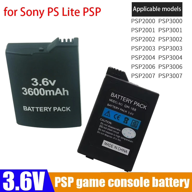 3.6V 3600mAh Built-in Battery for Sony PS Lite PSP 2th PSP-2000 PSP-3000 PSP-3004 Gaming Consoles Rechargeable Host Batteries