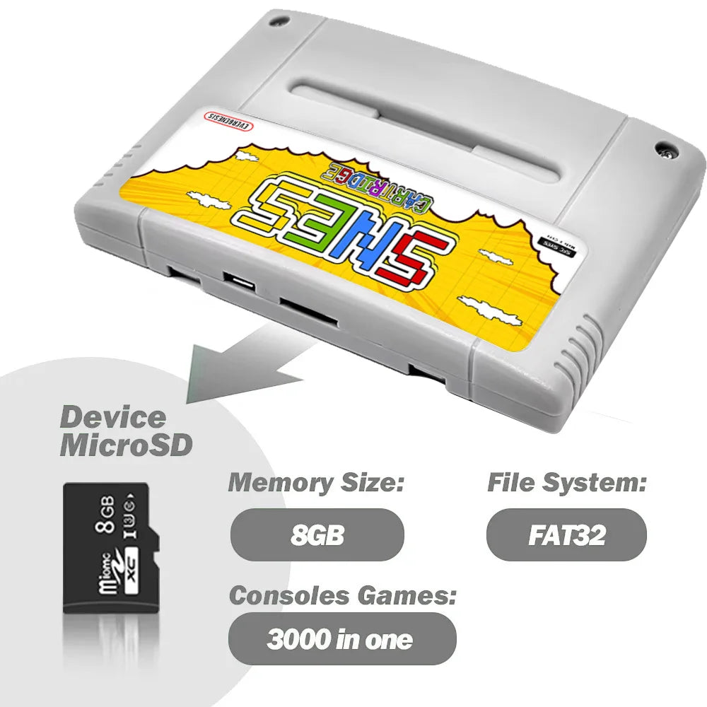 3000 in 1 SFC Card With 8GB TF Card Game Cartridge For Super Famicom SNES SFC Game Console Memory Card Game Accessories