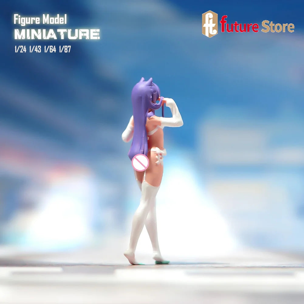Miniature Figure 1/87 1/64 1/43 1/24 Anime Long Hair Beauty Girl 3D Diorama Model Creative Scene Prop Decoration