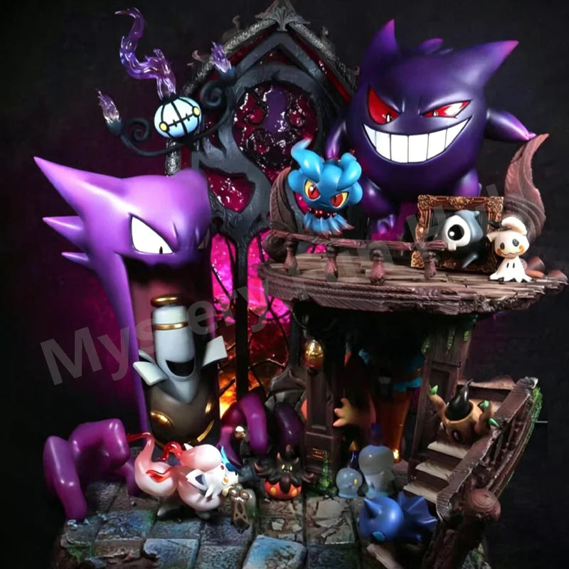 PokeMon Type Series Figure Ghost Type Figurine Complete Collection - Gengar Haunter Gastly Mimikyu Duskull Statue Gk Model Toys