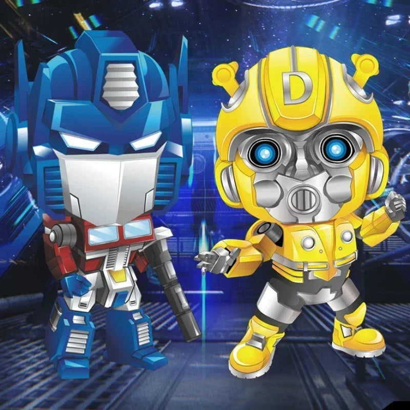 Anime Transformers Action Figure Optimus Prime Bumblebee Q Version Model Dolls Deformable Robot Kids Toys Room Decoration Gifts
