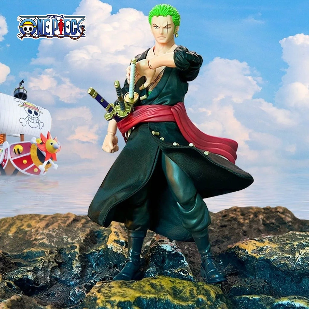 One Piece SHF Serie Anime Zoro NEUER Piratenjäger Verstellbarer handgefertigter Rocksaum Geeignet für bewegliche humanoide Spielzeuge im Maßstab 1:12