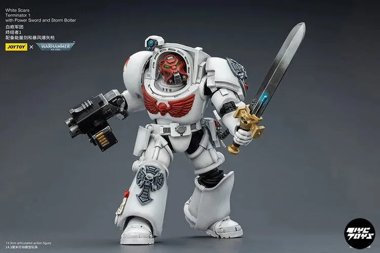 JOYTOY Warhammer 40000/40k White Scars Terminator 1 with Power Sword and Storm Bolter Action Figure Doll Decoration Gift Model