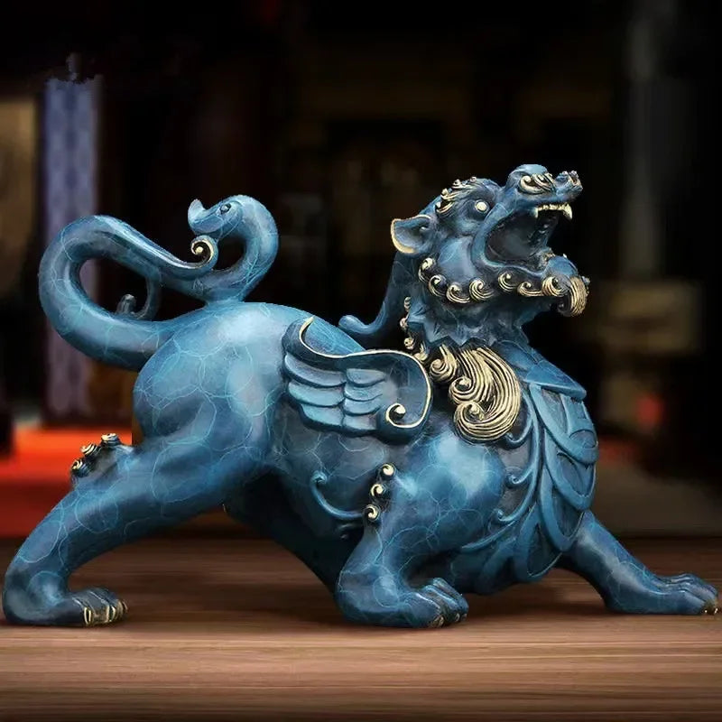 High Quality Copper Mythical Animal Pi Xiu Mascot Sculpture Ornaments Home Decor