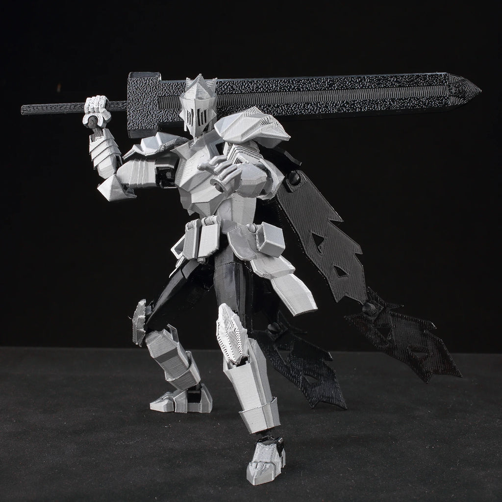 9L3D Lucky13 Silver Knight Robot Action Figure Dummy13 with Giant Sword T13 Multi-Jointed 3D Printed Collectible Toy Titan13