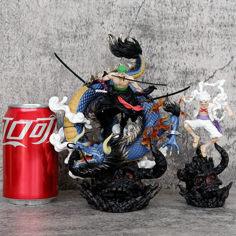 23cm Gk Dreamy Zoro Nika Luffy Anime Figure One Piece Ghost Island Black Gold Zoro Model Statue Desktop Ornament Children'S Toys