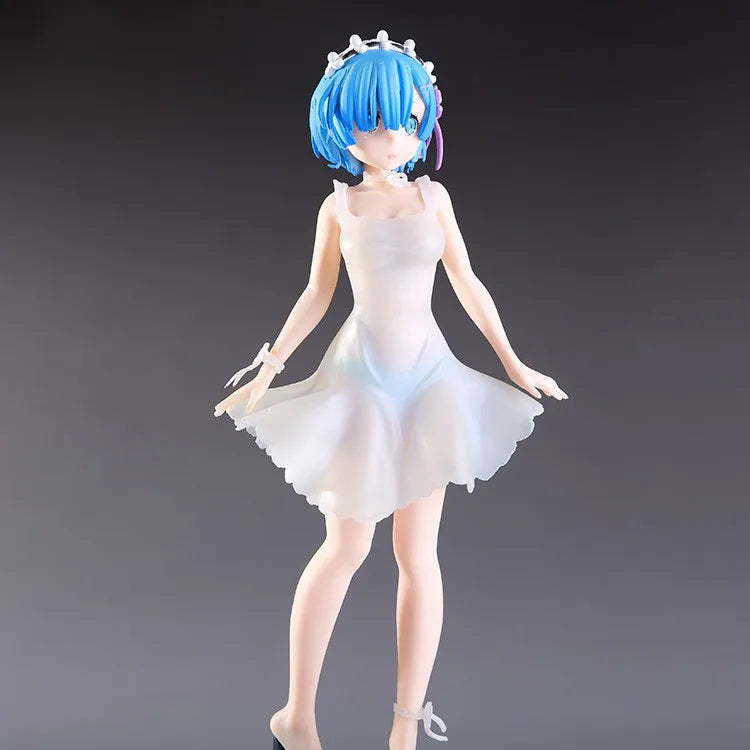 Anime Figure Rem Ram Emilya Cuter Case Model Q Version Collectible Static PVC Model from Zero Begining in Another World Life