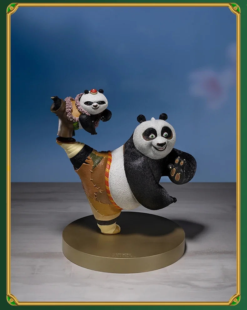 Copper Craft Chinese Cartoon Film Character Kung Fu Panda Cute Bronze Statue "study and Train Hard" Panda Figurine Desktop Decor