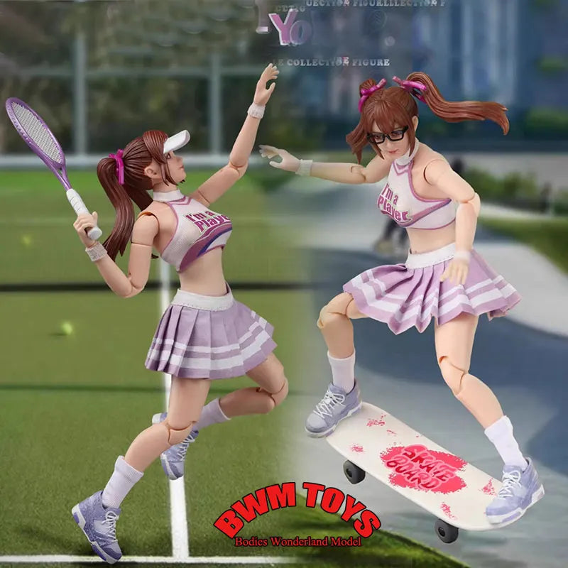 Original CFTOYS LT005 1/12 Scale Female Soldier Sporty Girl YoYo With Baseball Skateboarding 15CM Action Figure Doll Collection