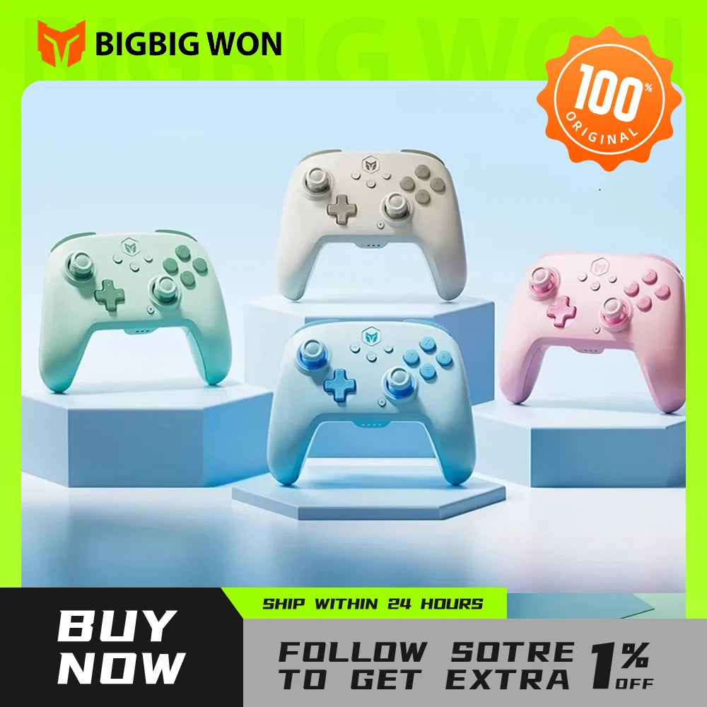 BIGBIG WON CHOCO Bluetooth Gaming Gamepad PC Controller Custom Buttons/NFC/Turbo/6-Axis Function for NS/PC/iOS/Android