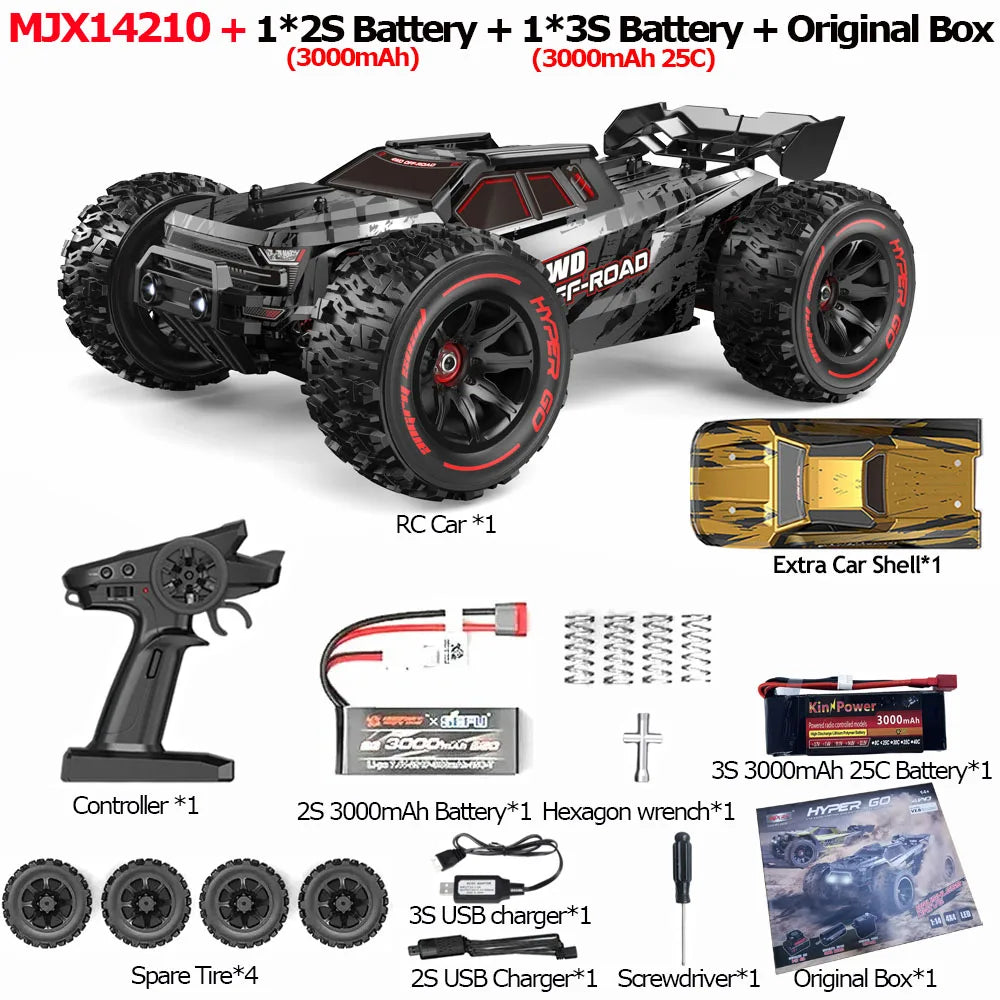 MJX 14209 14210 V3.0 1/14 RC-Auto 75 km/h bürstenloser Hyper Go 2,4G-Fernbedienung 4WD Offroad-Renn-RC-Truck Elektro-Hobby-Spielzeug