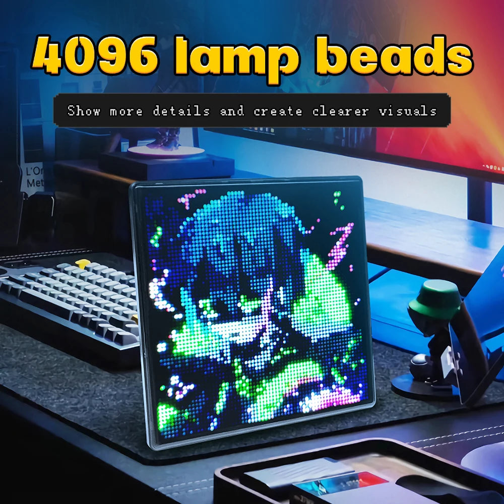 64X64 Smart LED Pixel Display RGB DIY Programmierbare Pixel APP Control Art Display Kreative Animationen Für Gaming Room Decor 