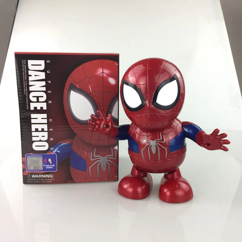 Marvel Iron Man LED Light Action Figure - Singing Dance Spiderman Robot Model Avengers Super Hero Doll for Kids Christmas Gift