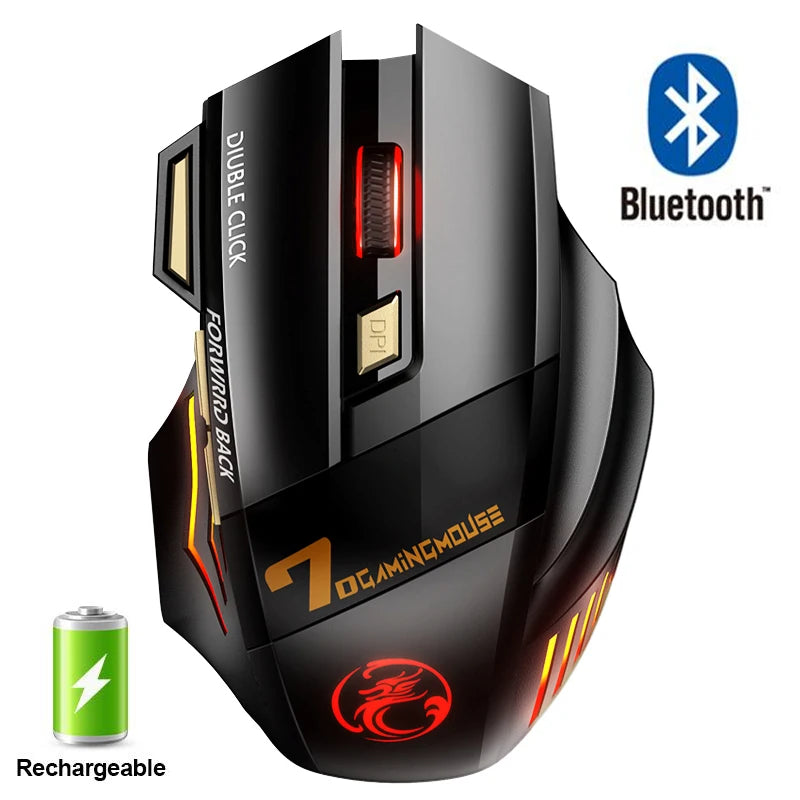 Акумулаторна безжична мишка Bluetooth Gamer Gaming Mouse Computer Ergonomic Mause с подсветка RGB безшумни мишки за лаптоп