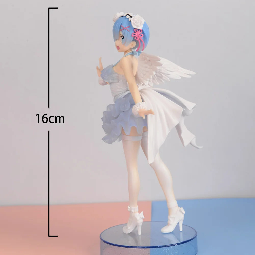 Anime Rem Figure Re:0 Ram Angel and Devils Standing Action Model Toy PVC Adult Collection Desktop Ornaments Halloween Doll Gift