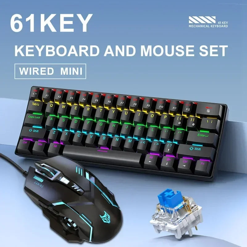 APAYADO K61RGB Mechanische Tastatur &amp; T07 Gaming-Maus-Kombination – Kabelgebundenes RGB-Paket für Gaming/Büro, ergonomisches Design