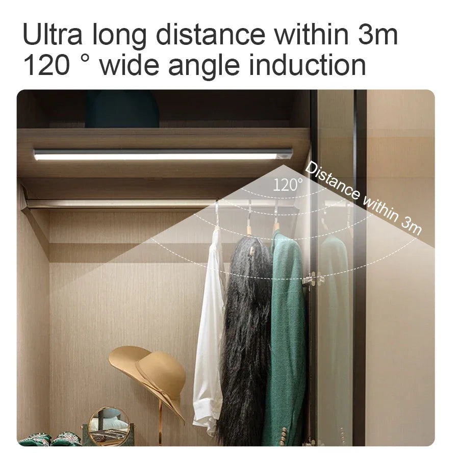 LED Cabinet Light USB Type-C Rechargeable Motion Sensor Led Lamp for Kitchen Wardrobe Cabinet Lighting 20cm/30cm/40cm/50cm