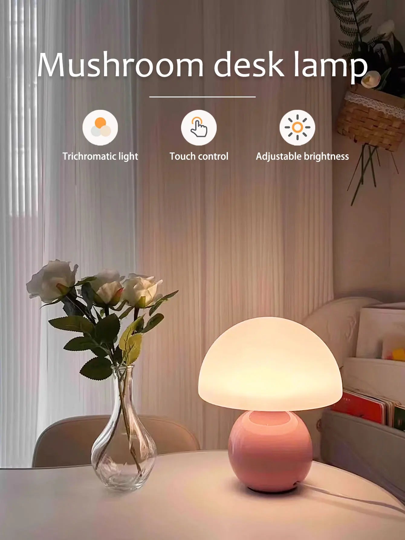 Mushroom pink/yellow/red/white/green USB socket table lamp Lighting decorative for bedside bedroom lamp,Night light,Desk light